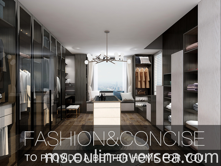 Modern glass door closet with dressing table